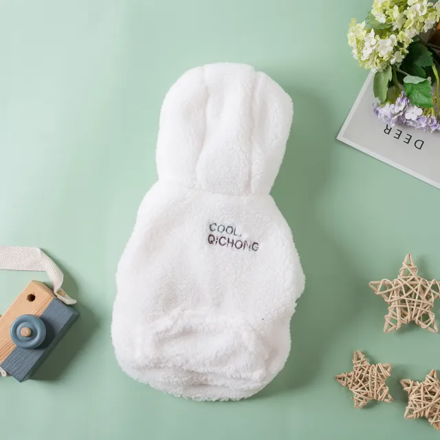 Double Layer Plush Autumn And Winter Pet Clothes White - Shop at LoveMi