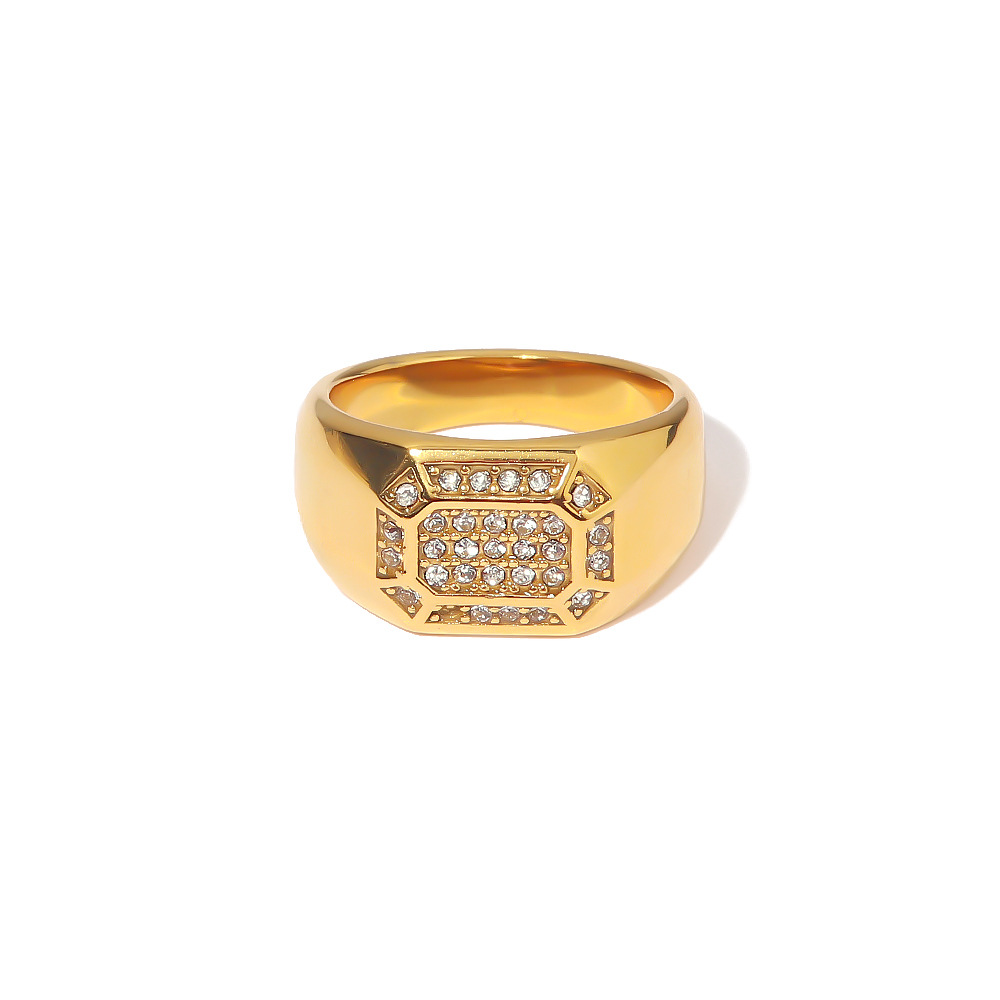 Title 3, Gold Plated White Cubic Zirconia Inlaid Ring fo...