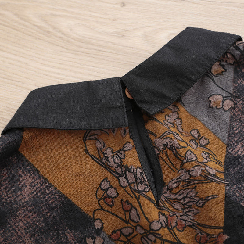 Loose Large Size Retro Print Casual Two-piece Women's