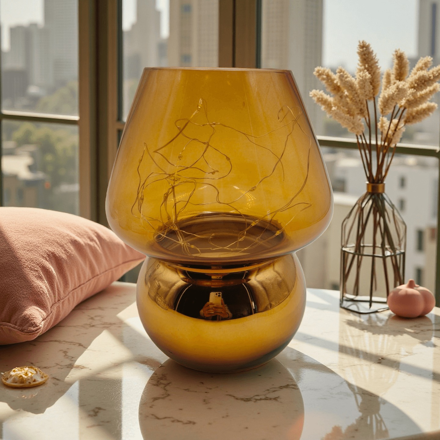 Glass Mushroom Battery-Powered Lamp -Cute Mushroom Shape, Compact Portable Without Restraints, Adding Warmth To Any Corner Battery Not Included view 3