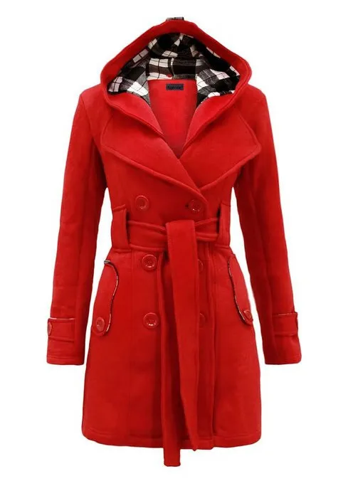 New Women's Long Sleeved Oversized Wool Coat Red - Shop at LoveMi