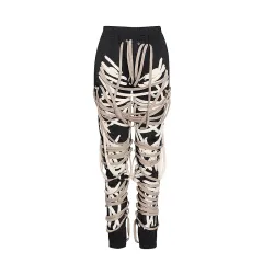 Women's New Dark Casual Three-dimensional Pocket Drawstring Casual Pants - Black - View 1