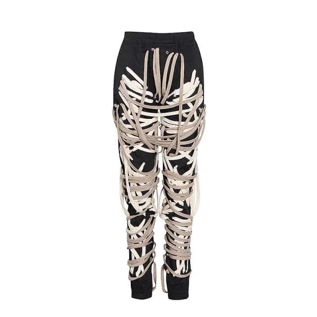 Women's New Dark Casual Three dimensional Pocket Drawstring Casual Pants Black - Shop at LoveMi