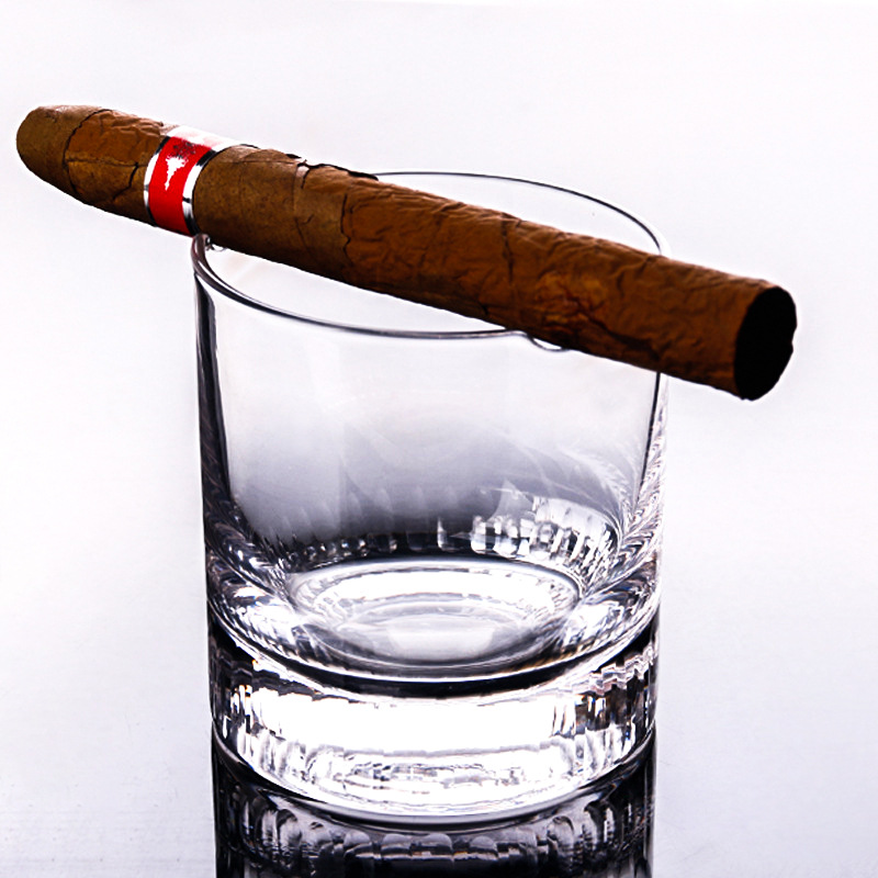 Title 3, Artificial Groove Carved Crystal Glass Cigar Cup