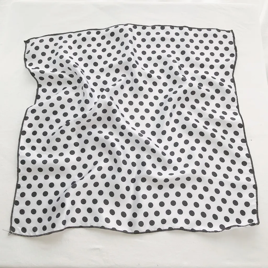 Decorative Spring And Autumn Chiffon Print Small Scarf - White Black Dots
