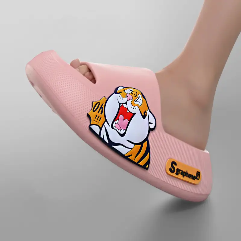 Thick Sole Non-Slip Sandals for Indoor and Outdoor Use — Tiger pink, 36to37