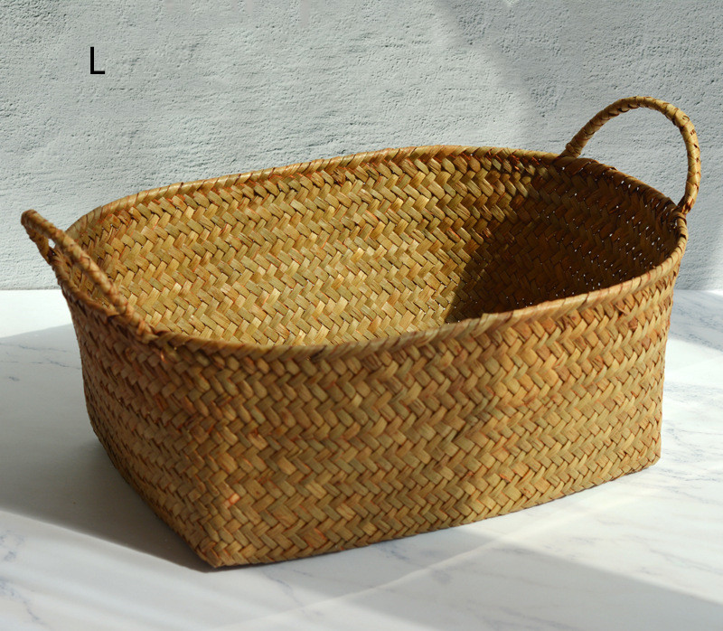 Seagrass woven table top coffee table living room storage