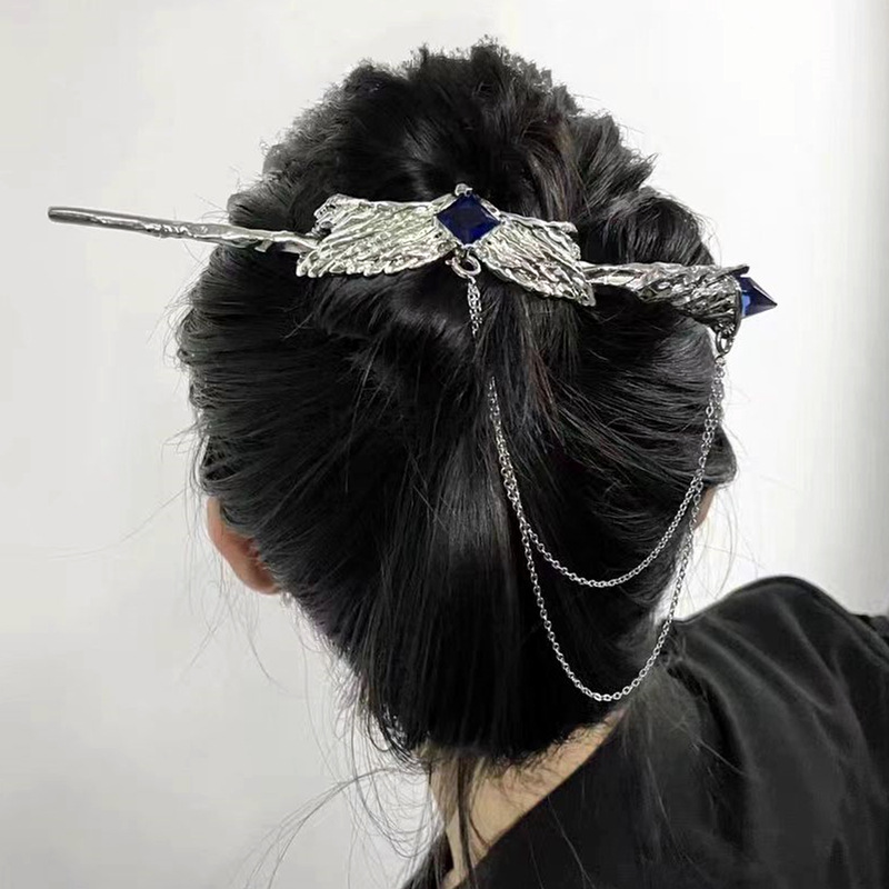 High-grade Design Tassel Hairpin Blue Zircon