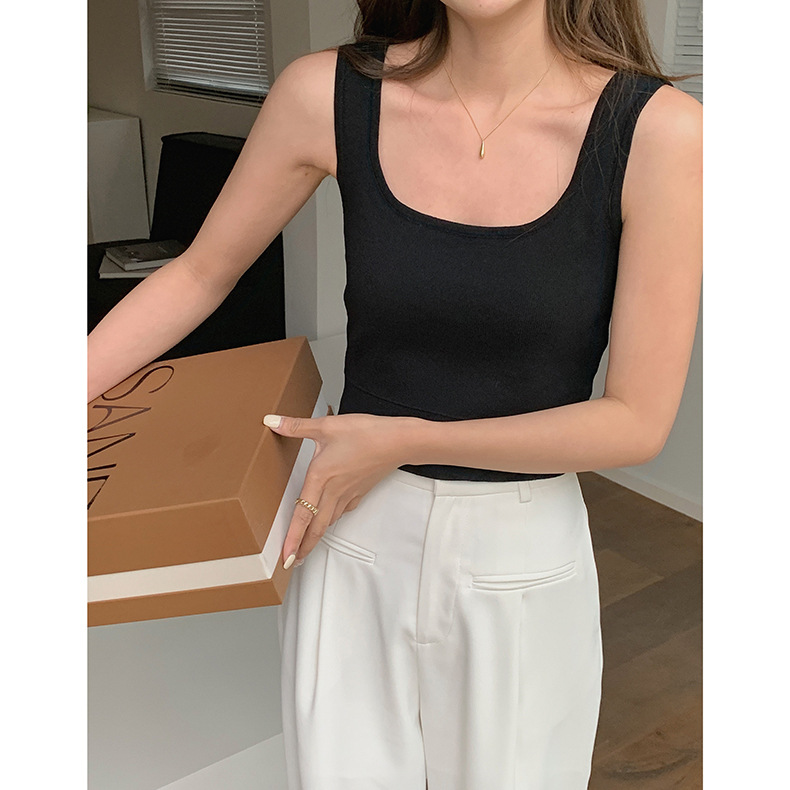 Solid Color Knitted Hot Girl Spring Outer Wear Inner Bottoming Top