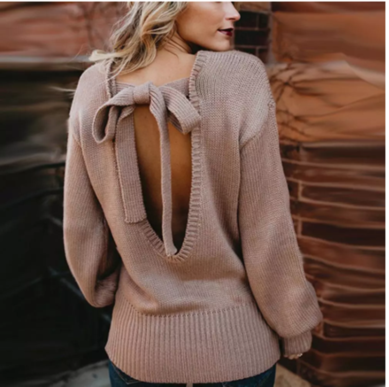 Title 8, European And American Sexy Bow Sweater Knitwear