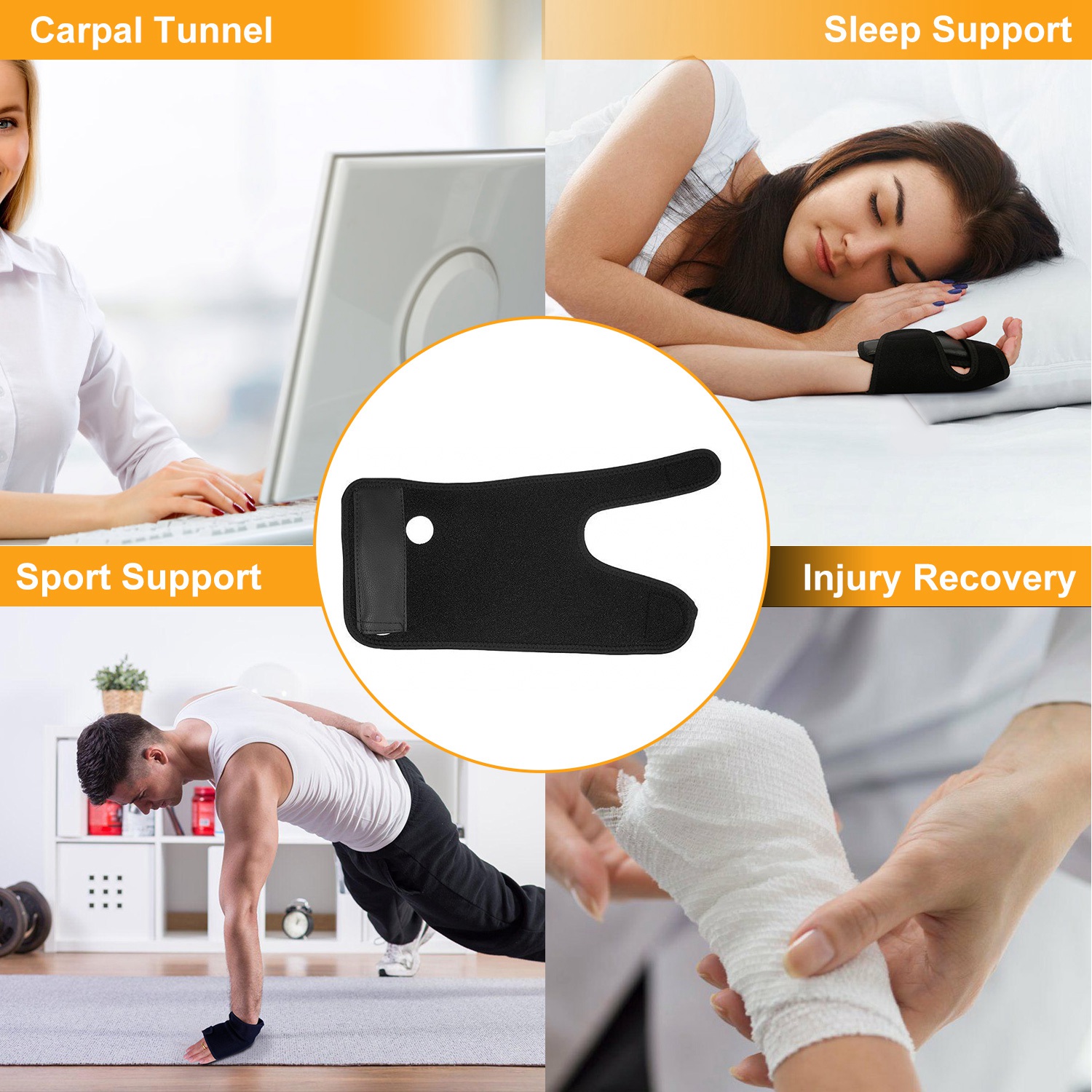Wrist Support Brace Carpal Tunnel Wrist Brace Night Wrist Sleep Support Strap With Thumb Hole Removable Splint For Left Hand For Wrist Recovery Weightlifting