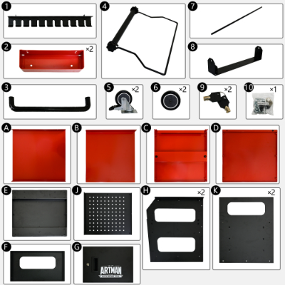 4 LEVEL MULTI PURPOSE TROLLEY FOR DIAGNOSTICS-BLACK RED
