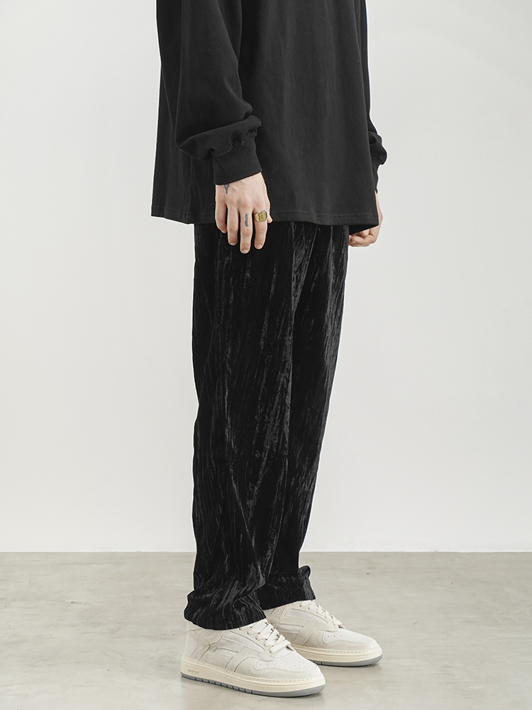 Title 2, Pleated Velvet Straight-leg Casual Pants offer ...