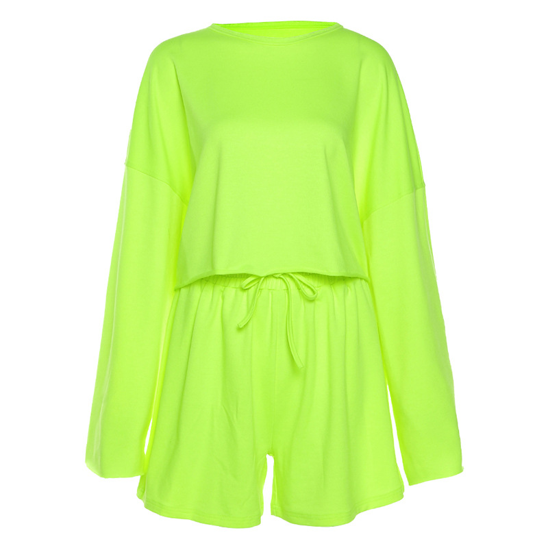 Long Sleeve Sweater, High Waist Bag, Hip Tie Shorts, Casual Suit