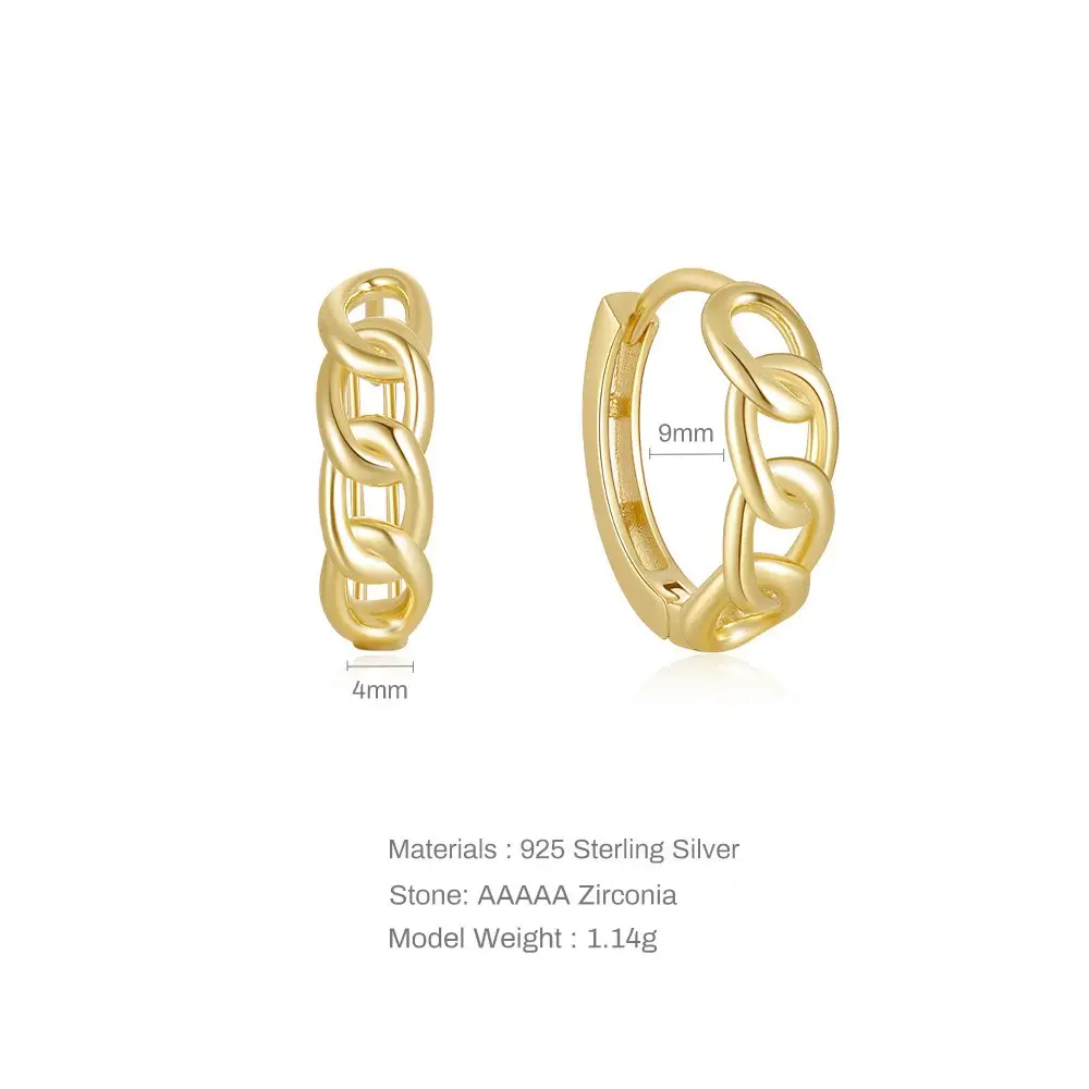 S925 Sterling Silver Fashion Chain Earrings