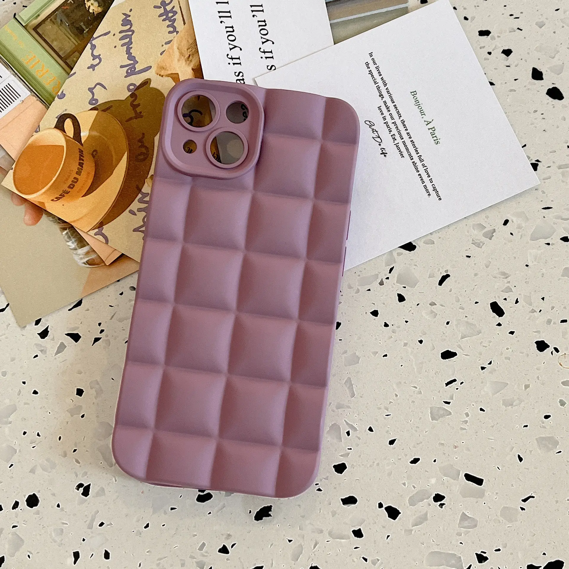 Purple Lattice Fashionable Silicone Phone Shell