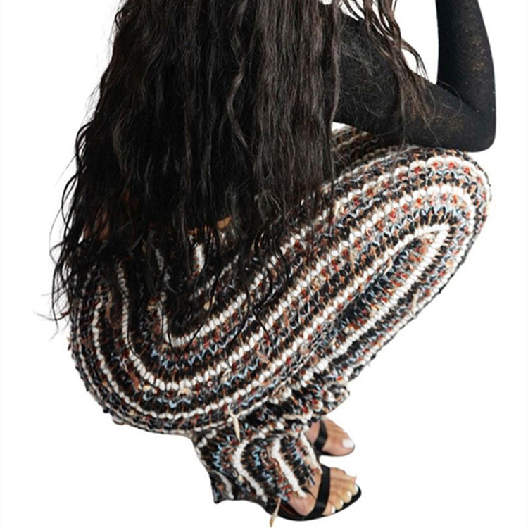 Women's Fashion Casual Coarse Woven Contrast Pants