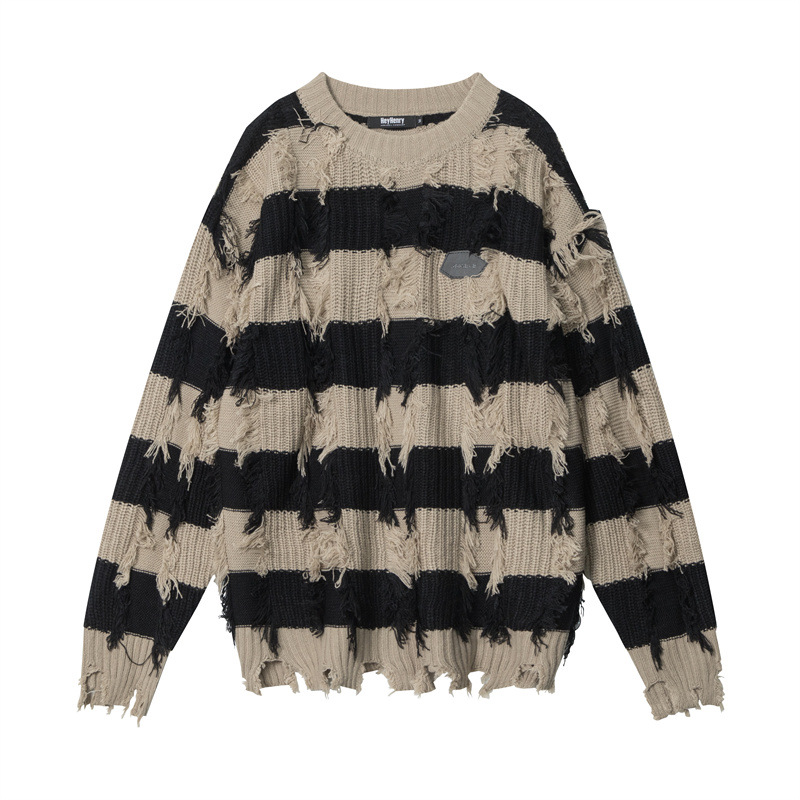 Fashion Brand Tassel Ripped Street Ins Loose Couple Sweater