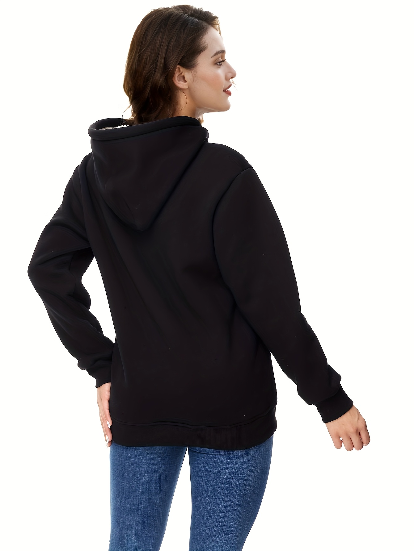 Winter New Arrival - Fashion Solid Color Velvet Hoodie - Warm Autumn And Winter Top - Hoodie With Adjustable Drawstring And Kangaroo Pocket, Comfortable Women's Sweatshirt