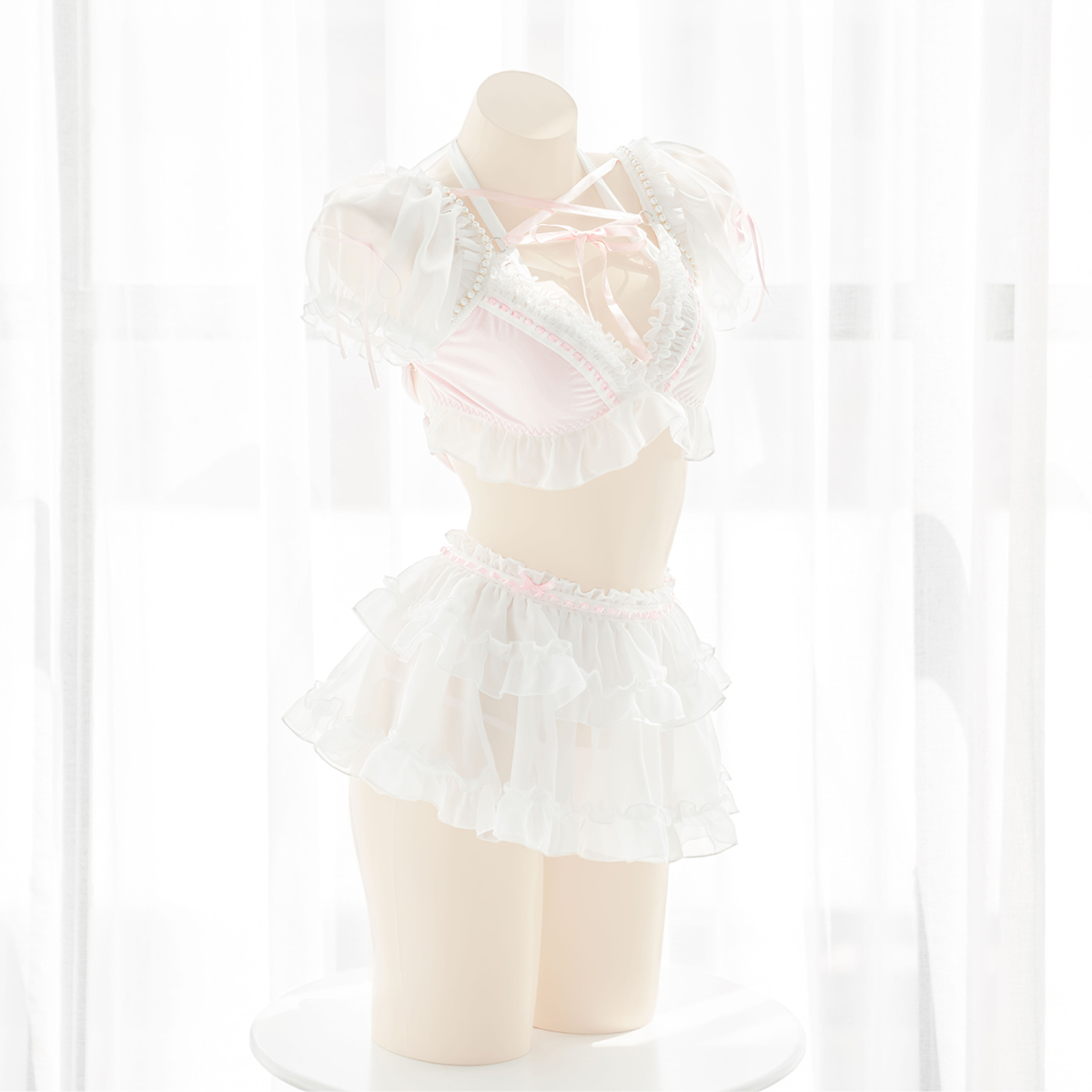 Hot Girl Sweetheart Pearl Underwear  Skirt  Set