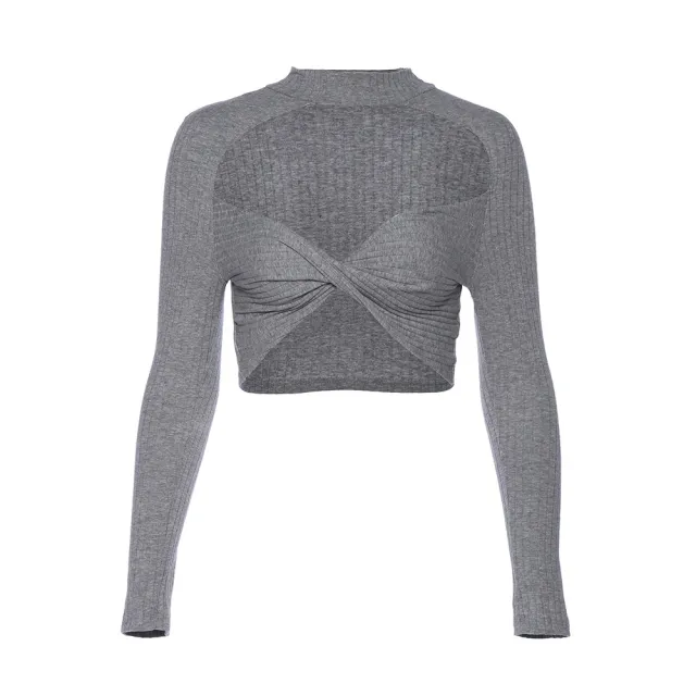 Top Tight Super Short Half High Collar Grey - Shop at LoveMi