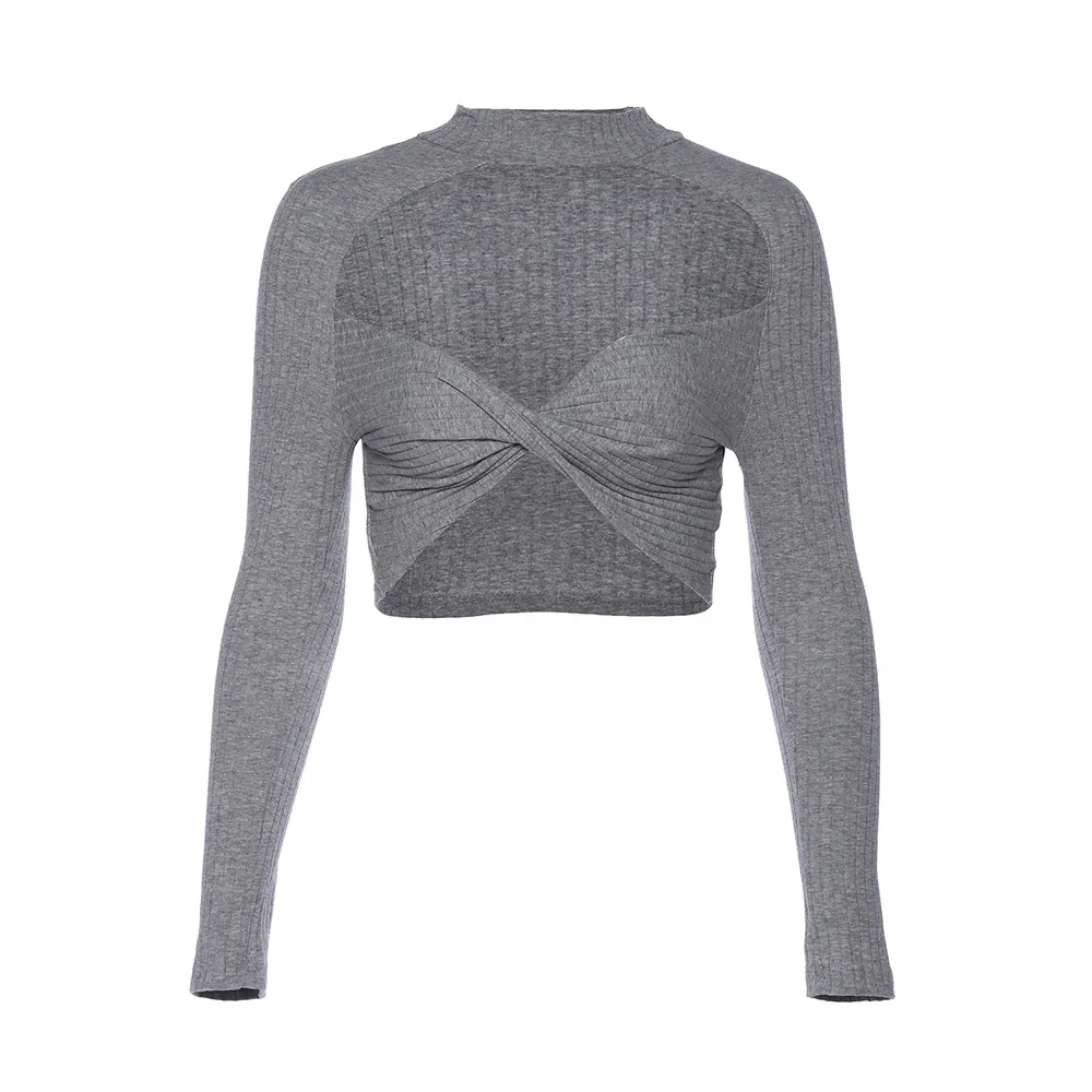 Top Tight Super Short Half High Collar - Grey