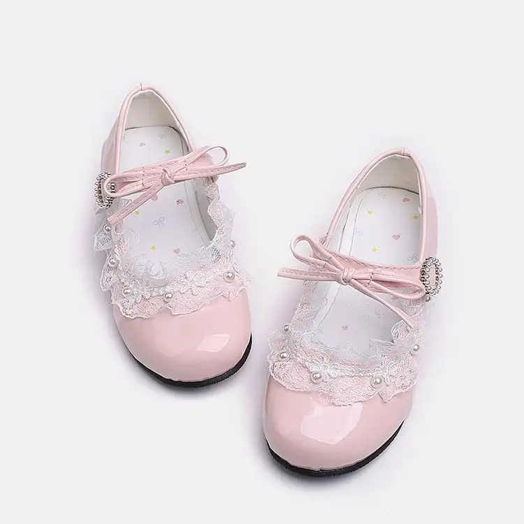 Girl Princess Shoes Fashion Versatile Small Leather Shoes Girl Lolita High Heels Bow Single Shoes Trendy