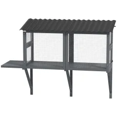 Wooden Cat Catio, Outdoor Cat Enclosure Window Perch With Jumping Platform, For Safely Enjoying Outdoor Sights, Gray - Gray - View 1