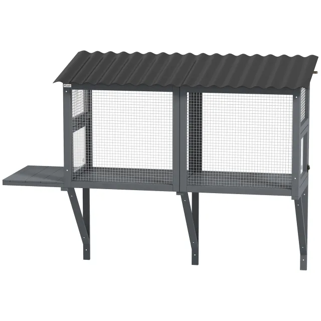 Wooden Cat Catio, Outdoor Cat Enclosure Window Perch With Jumping Platform, For Safely Enjoying Outdoor Sights, Gray Gray - Shop at LoveMi