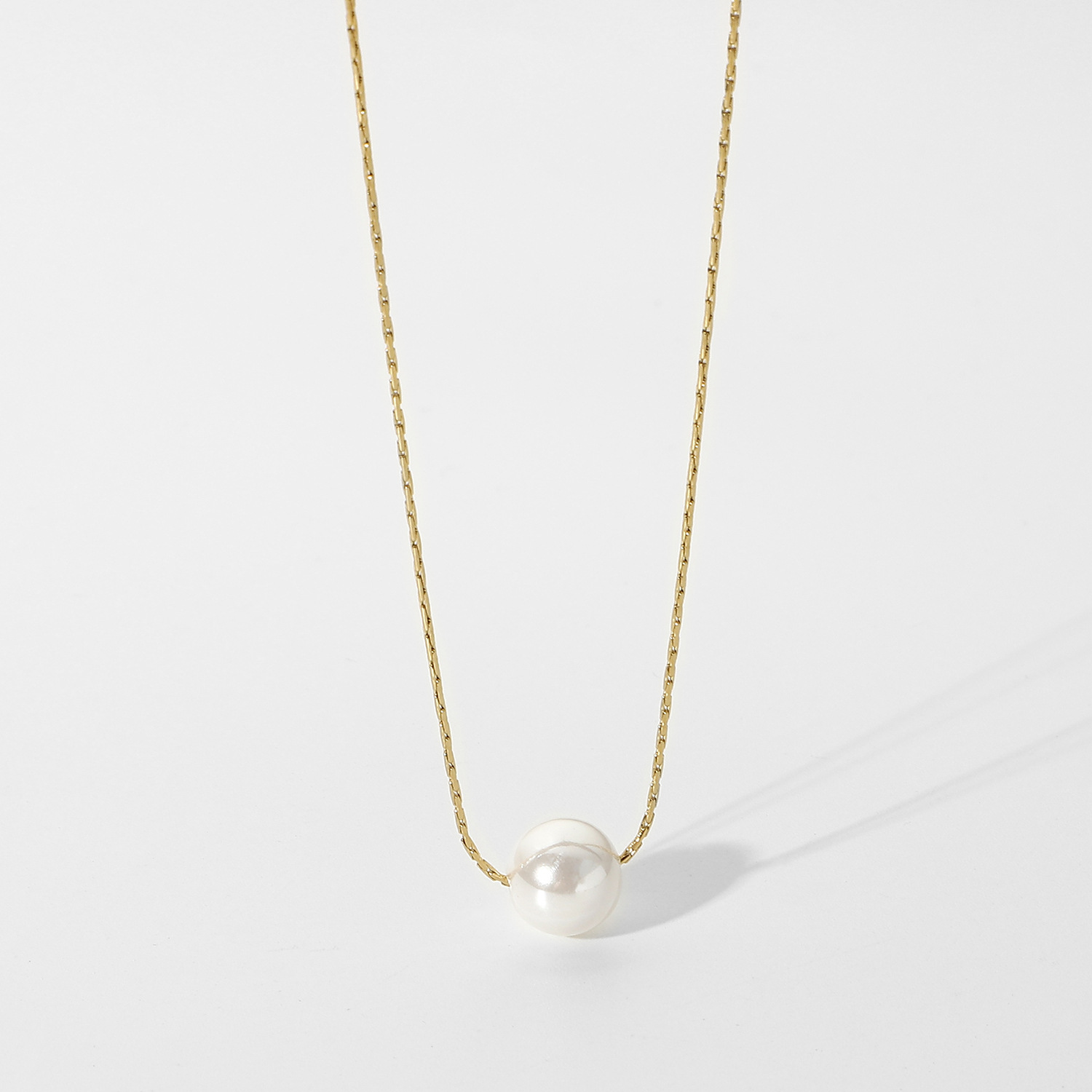 Simple 14K Stainless Steel Pearl Necklace