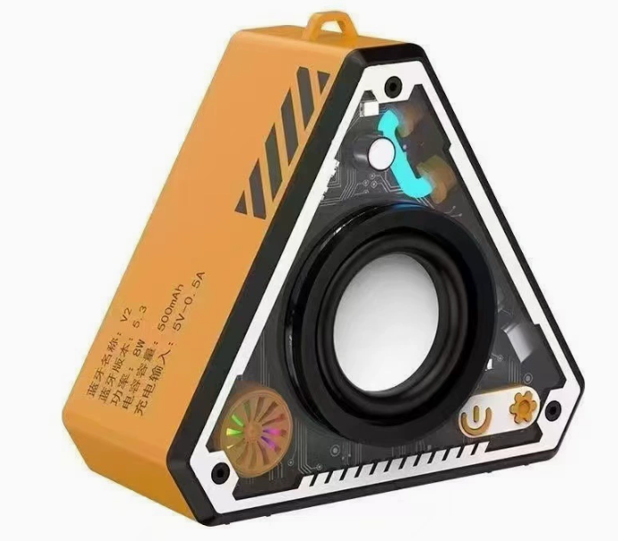 Cross-border V2 Wireless Bluetooth Audio Outdoor Portable Mecha Subwoofer Dual-machine Interconnected Mini Desktop Small Speaker-orange — 1