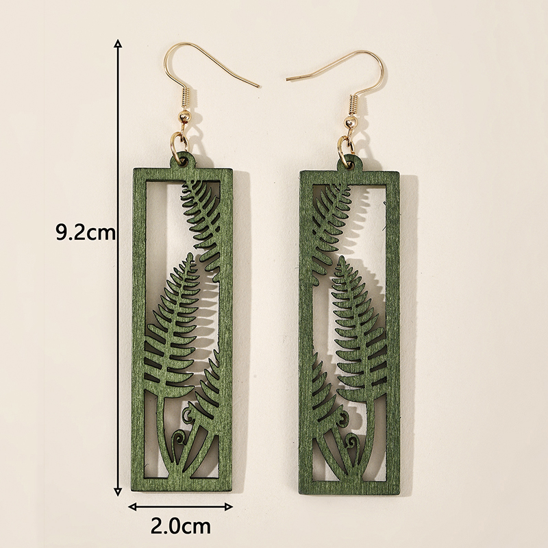 Wood Rectangular Earrings