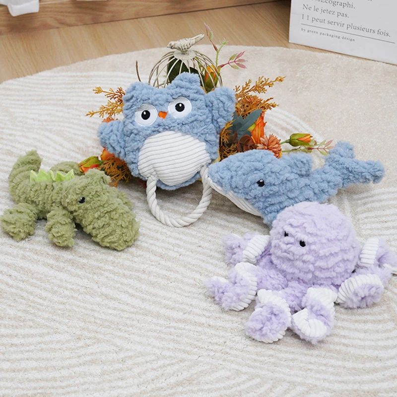 Title 5, Plush Dog Toy Animals Shape Bite Resistant Sque...