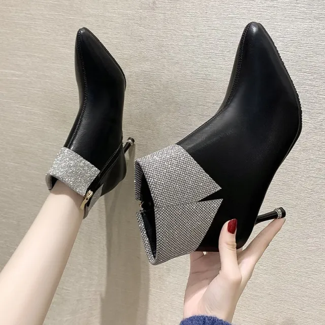 Women's Pointed Side Zipper Stiletto Ankle Boots Black - Shop at LoveMi