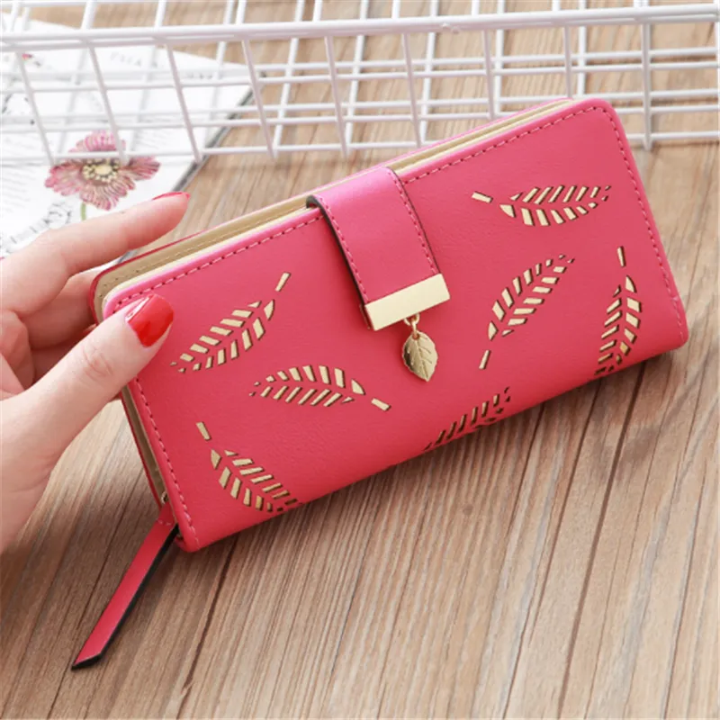 Buckle European And American Fashion Wallet Large-Capacity Clutch - Rose
