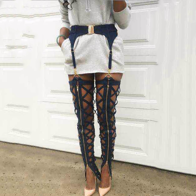 Banquet High-waist One-piece Bandage Net Pants