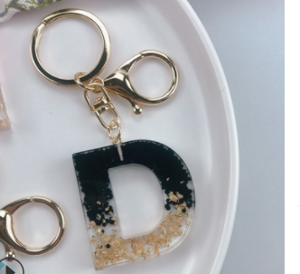 Crystal Epoxy Letter Keychain