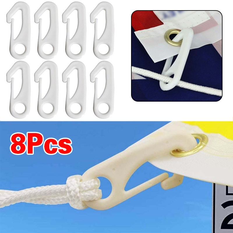 8Pcs White Heavy Duty Flagpole Snap Hook Clips Flag Pole Attachment Accessories — image 3
