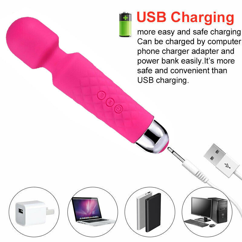 20 Speed Handheld Massager Wand Vibrating Massage Magic Full Body Therapy Motor