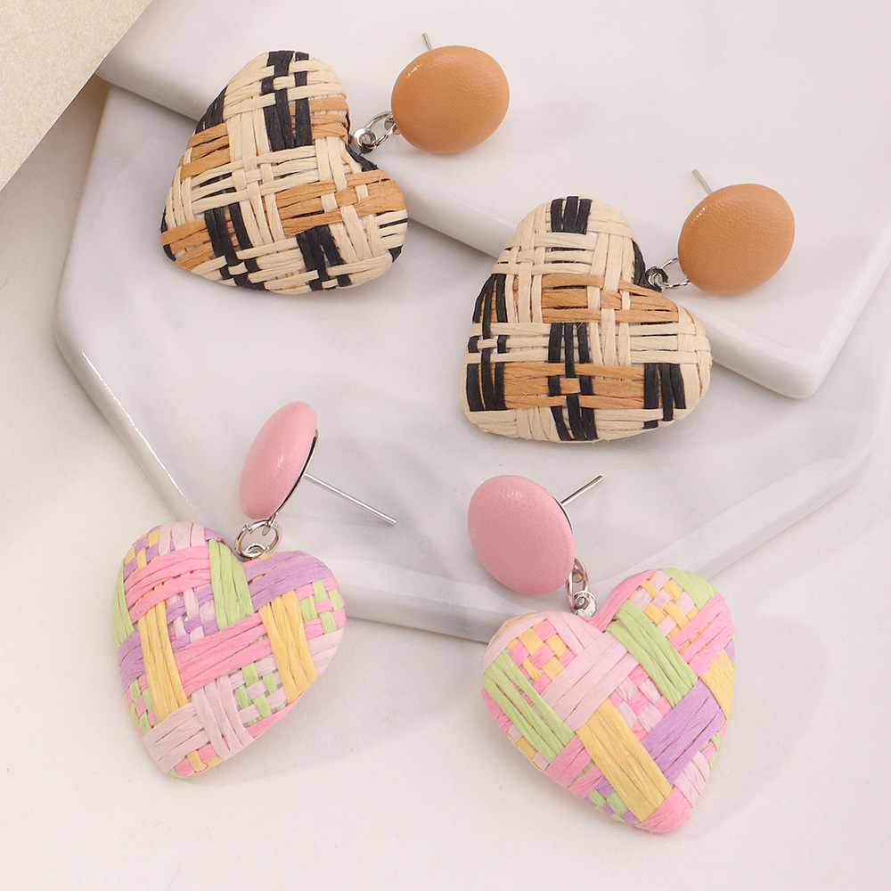 Naizhu Beach Holiday Style Raffia Earrings