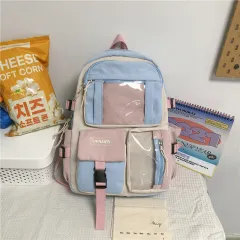 Elementary School High School Birthday Cute Large-capacity Contrast Color Backpack - Blue - View 1