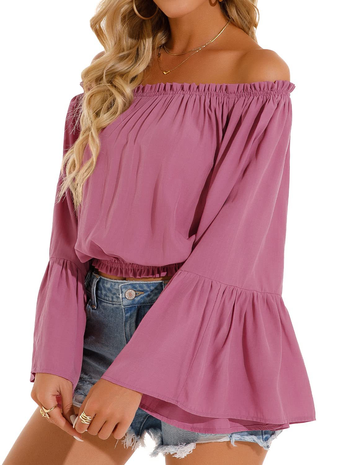 Women's Solid Color Printed Long Sleeve Chiffon Shirt