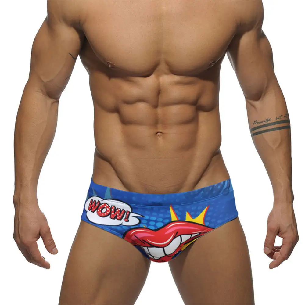 Men's Printed Sexy Lips Swim Briefs Bikini