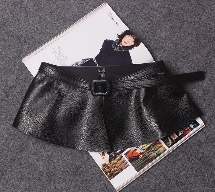 Lychee Pattern Skirt With Ruffled Pu Leather Korean Girdlebelt