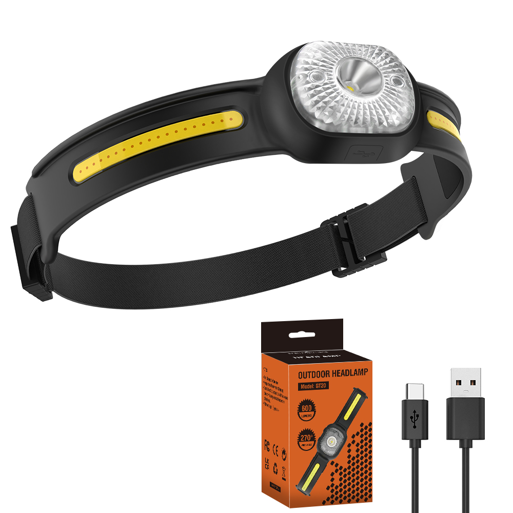 BROUIT COB LED Headlamp Sensor Head Light Rechargeable Flashlight For Emergency — image 9