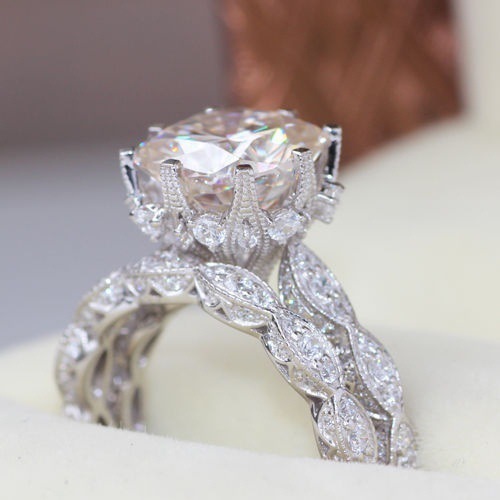 Title 4, Flash Drill Round Engagement Set Ring Ladies Ri...