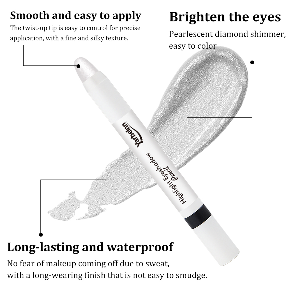 Shimmer Brightening Eye Highlighter Stick, Long Lasting Glitter Eyelid Lying Silkworm Makeup Pen, 2g