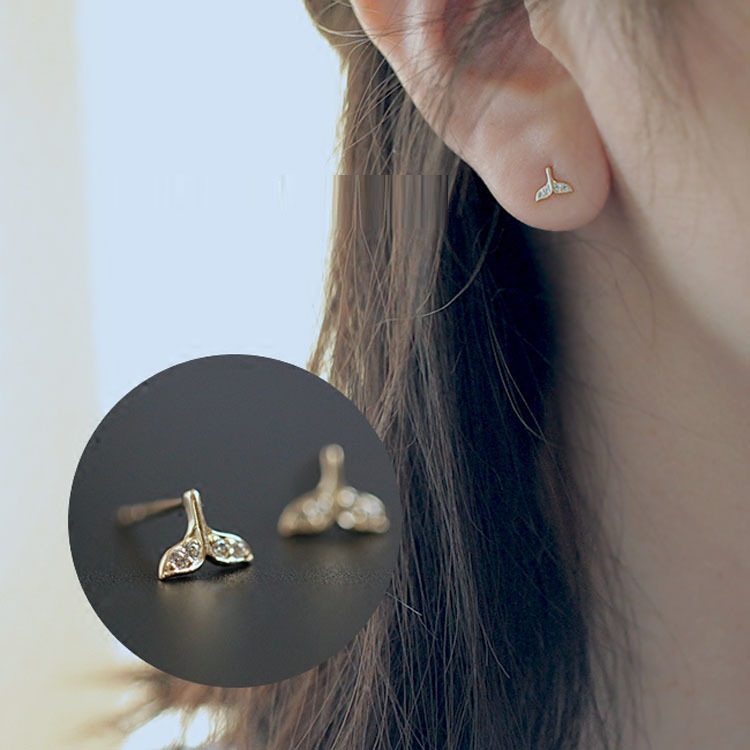 S925 Sterling Silver Plated 14K Gold Stud Earrings