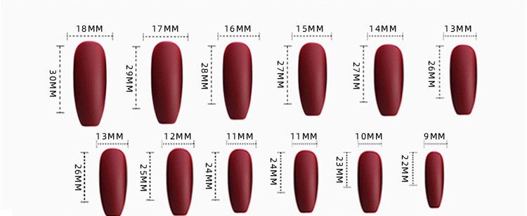 Z-05 Red Gray Ice Crystal Long T False Nails
