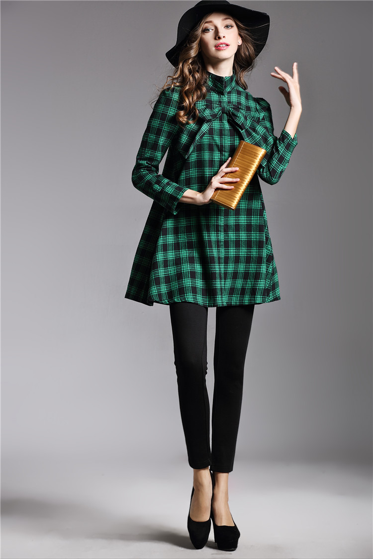 Long-Sleeved Loose-Fitting Bow-Knot Woolen Coat